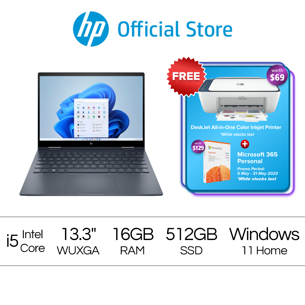 ENVY x360 Laptop 13-bf0125TU - 12th Gen Intel Core i5 - 16 GB RAM - 512 GB SSD - 13.3 - WUXGA 1920 x 1200 - Windows 11 - Intel® UHD Graphics - McAfee LiveSafe